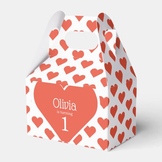 Liefje Eerste Verjaardagsfeestje Rode Hart Gable Bedankdoosjes (Achterkant)