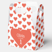 Liefje Eerste Verjaardagsfeestje Rode Hart Gable Bedankdoosjes (Geopend)
