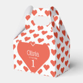 Liefje Eerste Verjaardagsfeestje Rode Hart Gable Bedankdoosjes (Voorkant Zijde)