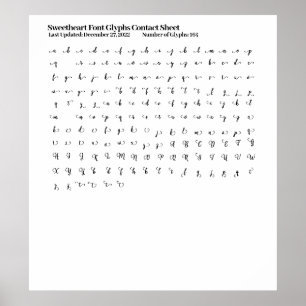 Liefje Lettertype Glyphs Contactblad Poster