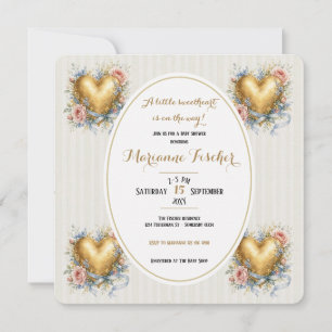 Liefje neutrale Fleur de Lys babyshower uitnodigin