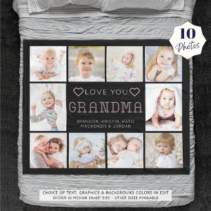 Liefje Oma Hartjes 10 Foto Aangepaste Kleuren Fleece Deken