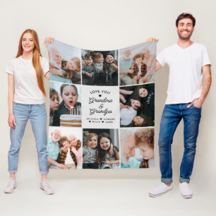 Liefje Oma & Opa Moderne collage met 8 foto's Fleece Deken