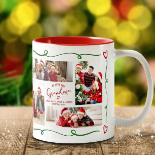 Liefje Oma Rode Groene Kerst Doodles Foto Tweekleurige Koffiemok