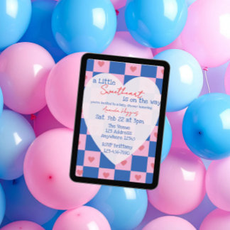 Liefje Roze Blauwe Geruite Baby Shower Kaart