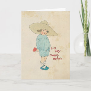 Liefje van het Hart van het Kind van de vintage Feestdagen Kaart