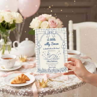 liefje Zwaan blauwe Gingham Lint bloemen meisje Kaart