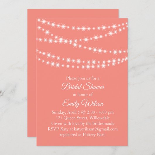 Liefkoraal Twinkle Licht Vrijgezellenfeest Kaart (Voorkant / Achterkant)