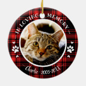 Lieflijk Rustiek Kat Dierbaren Herdenking Aangepas Keramisch Ornament (Achterkant)