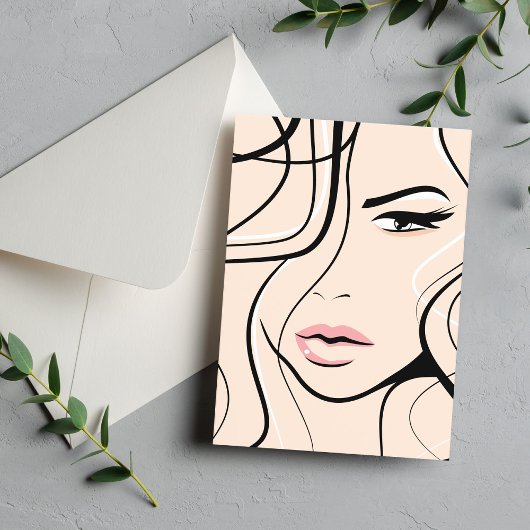 Lieflijk vrouwen gezicht briefkaart