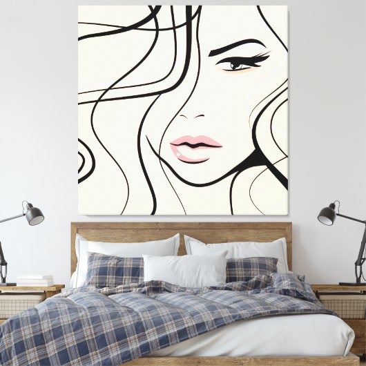 Lieflijk vrouwen gezicht canvas afdruk (Insitu (Slaapkamer))