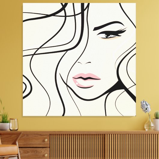 Lieflijk vrouwen gezicht canvas afdruk (Insitu (Woonkamer))