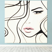 Lieflijk vrouwen gezicht canvas afdruk (Insitu (Houten vloer))