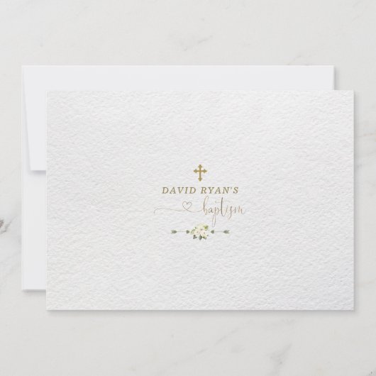 Lieflijke Aquarel Blauwe Bloem Goud Doopfeest Save The Date (Achterkant)