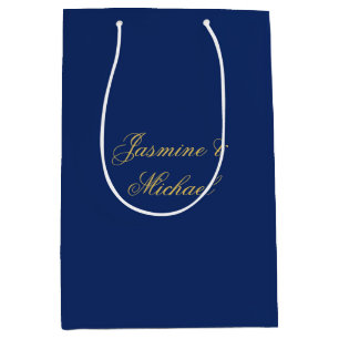 Lieflijke Chic Calligrafie Koppel Namen Blauw & Go Medium Cadeauzakje