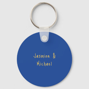 Lieflijke Chic Calligrafie Koppel Namen Blauw & Go Sleutelhanger