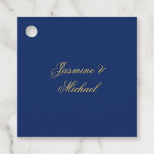 Lieflijke Chique Calligrafie Koppel Namen Blauw & Bedankjes Labels