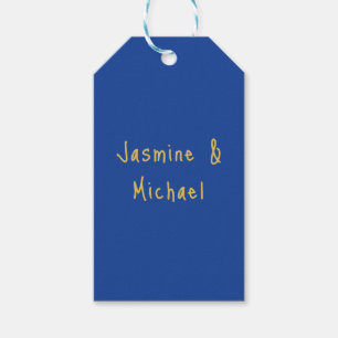 Lieflijke Chique Calligrafie Koppel Namen Blauw & Cadeaulabel