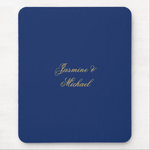 Lieflijke Chique Calligrafie Koppel Namen Blauw &  Muismat
