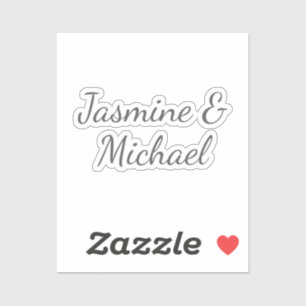 Lieflijke Chique Calligrafie Koppel Namen Bruiloft Sticker