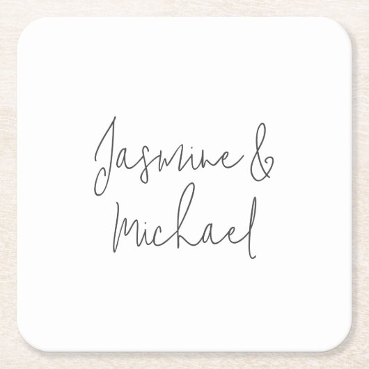 Lieflijke Chique Calligrafie Koppel Namen  Vierkante Kartonnen Onderzetter (Voorkant)