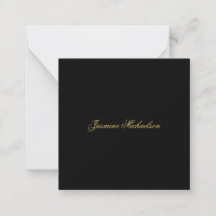 Lieflijke Chique Calligrafie Naam Zwart & Goud Notitiekaartje
