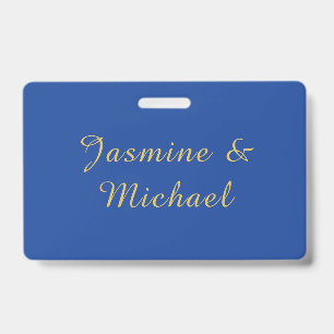 Lieflijke Chique Calligraphy Koppel Namen Blauw & Badge