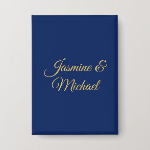 Lieflijke Chique Calligraphy Koppel Namen Blauw &  Button