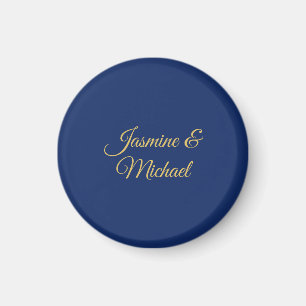 Lieflijke Chique Calligraphy Koppel Namen Blauw & Magneet