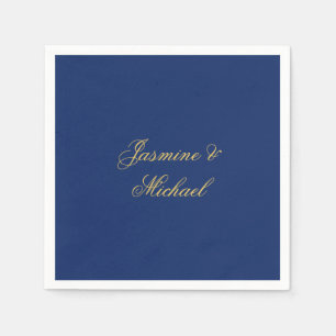 Lieflijke Chique Calligraphy Koppel Namen Blauw & Servet