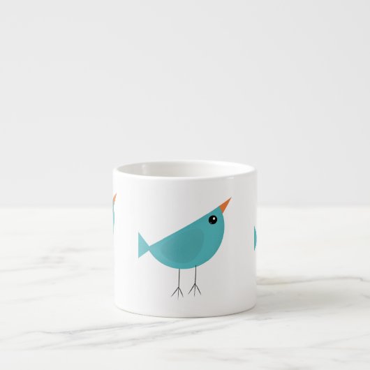 Lieflijke Fantasievolle Vogel Natuur Kunst Espresso Kop (Voorkant)