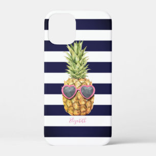 Lieflijke gestreepte koele ananas iPhone 12 mini hoesje