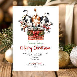 Lieflijke Grillen Dieren Cartoons Kerst Groet Feestdagenkaart