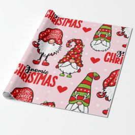 Lieflijke Kabouter Gnomie Kerstvakantiepatroon Cadeaupapier