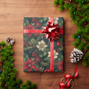 Lieflijke Kerst chinoiserie bloemmotief Cadeaupapier