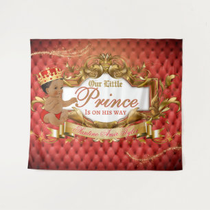 Lieflijke Koninklijke Afrikaanse Prins Rood & Goud Wandkleed