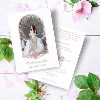 Lieflijke Quinceañera Spaanse Stijlvolle Roze Boog Kaart