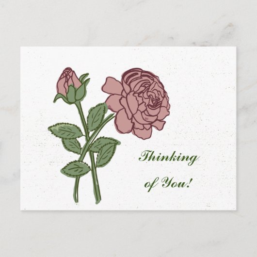 Lieflijke Roos Bloempatroon Denk Aan Jou! Briefkaart (Voorkant)