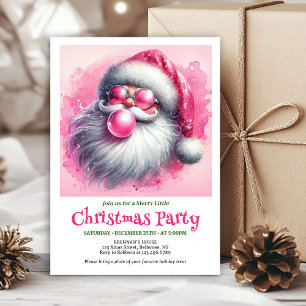 Lieflijke roze kerstman bubble gum waterverf Kerst Kaart