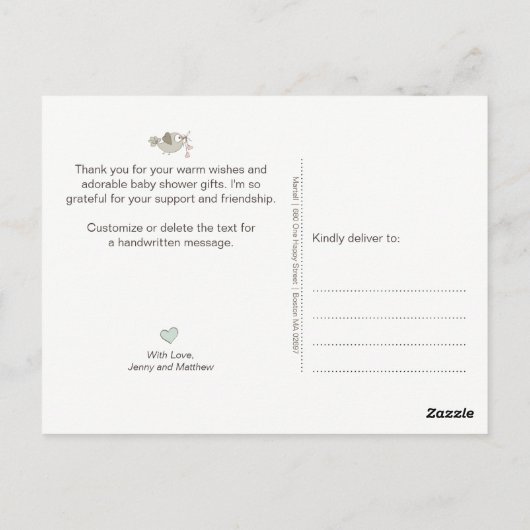 Lieflijke Roze Waslijn | Baby Shower Bedankt Briefkaart (Achterkant)