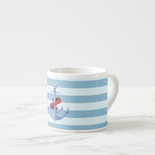 Lieflijke scheepsanker lichtblauwe strepen espresso kop