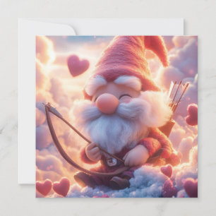 Lieflijke Valentijnsdag Kabouter met Boog en Pijl Feestdagenkaart