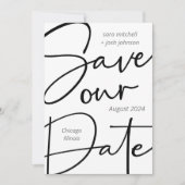 Lieflijke Vet Script Minimaal Bewaar de Datum Save The Date (Voorkant)