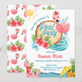 Lieflijke waterverf roze flamingo zwemborpanty kaart