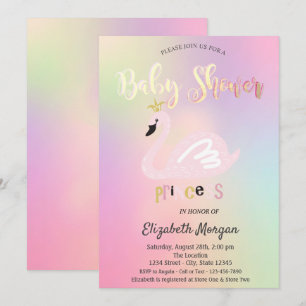 Lieflijke Zwaan Holografische Baby Shower Kaart