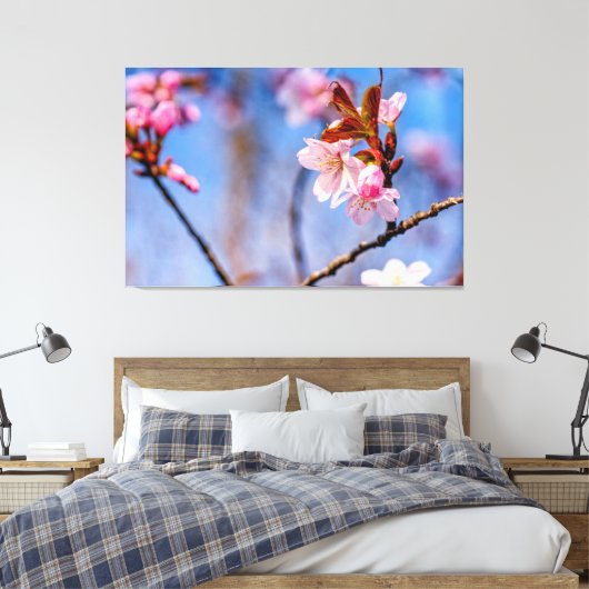 Lieflijkheid van verse kersenbloesems in de lente canvas afdruk (Insitu (Slaapkamer))
