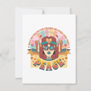 Liefs 60s & Vrede! Oorlog is niet gezond voor kind Feestdagenkaart