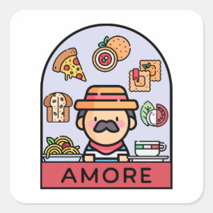 Liefs Italiaans eten Vierkante Sticker