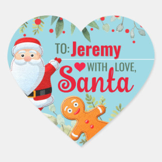 "Liefs, Kerstman" Gemberkoek Op Maat Gemaakte Kers Hart Sticker