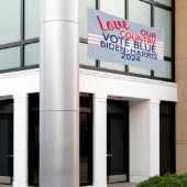 Liefs Ons Land Stemming Blauw Biden-Harris 2024 Spandoek (Buitenkant Gebouw)